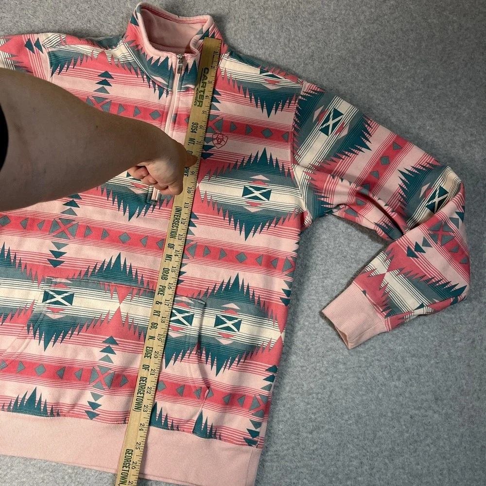 Ariat Sweatshirt Womens Medium Pink Ranger 1/2 Zip Pullover Aztec Southwestern